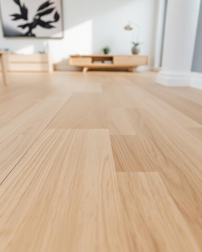 Wide-plank European white oak flooring in a modern interior
